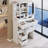 29.2" Small Size Left Drawer Desktop Vanity Table with Cushioned Stool and Power Station,Sliding LED Mirror-1778294772