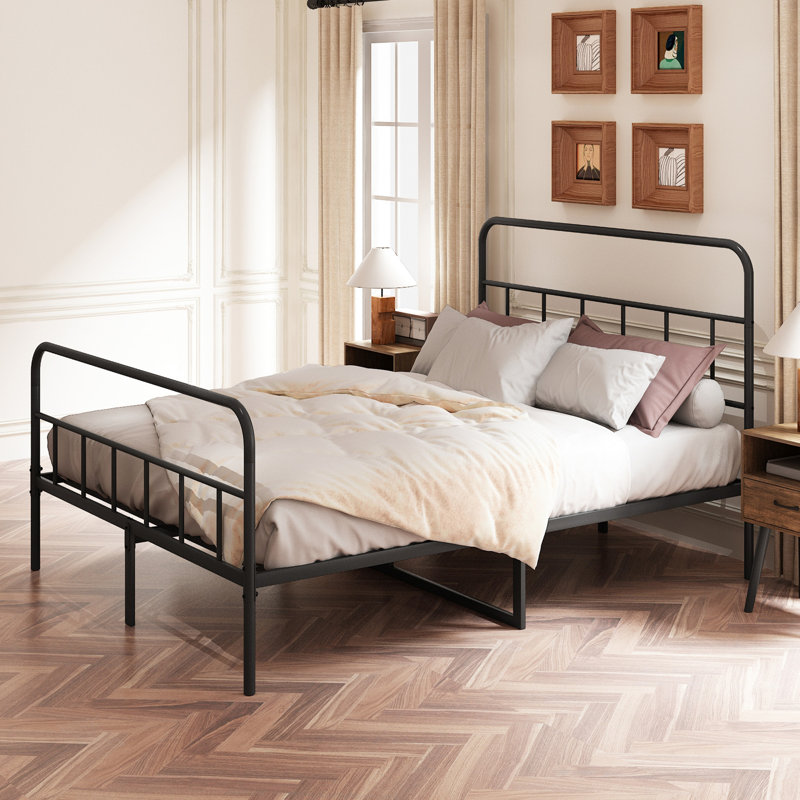 Queen Bed Frame With Headboard And Footboard, Metal Platform Bed Frame, All Metal Slats Support, Under Bed Storage, No Box Spring Needed, Easy Assembly