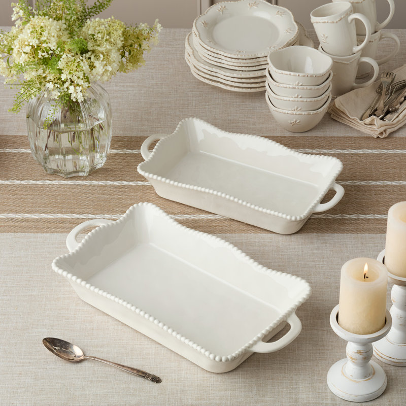 Grand plat de cuisson rectangulaire en céramique de 19 à 10 pouces de Perlette