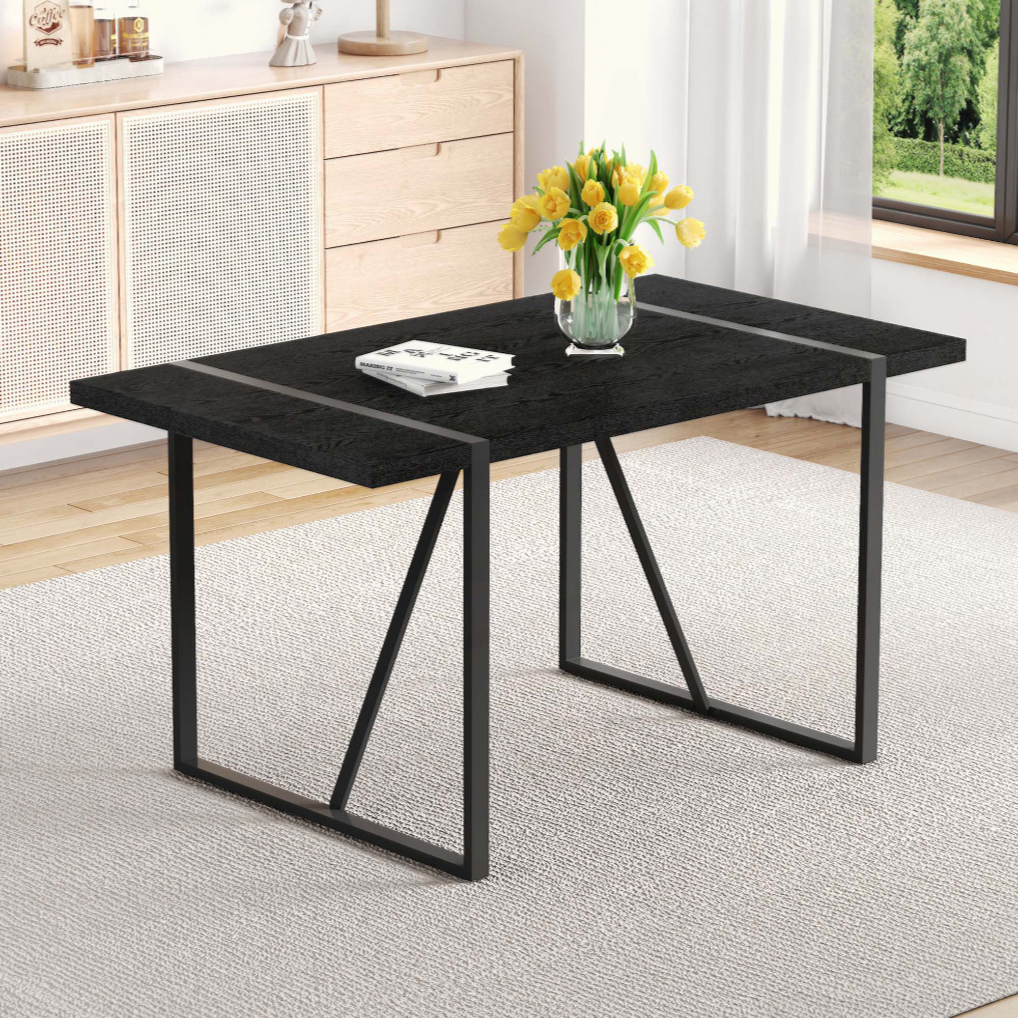 George Oliver A Minimalist Retro Rectangular Dining Table With A ...