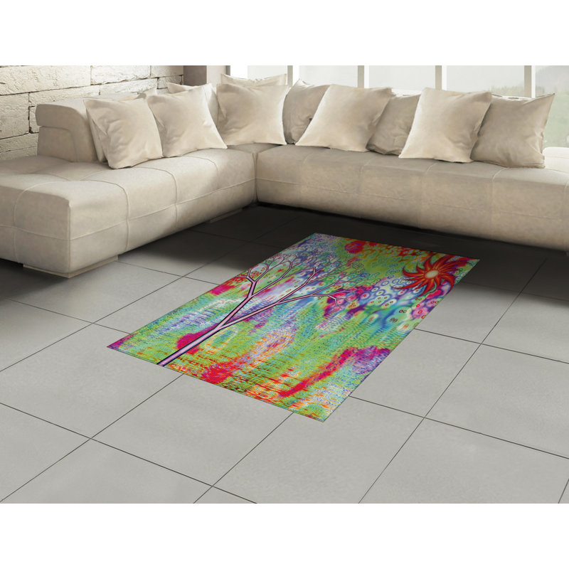 Digital High Density Long Fiber Poly Threads Decorative Area Rug Carpet, Rectangle 4' x 5'8"