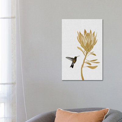 Hummingbird & Flower II 1 Piece Wrapped Canvas Painting
