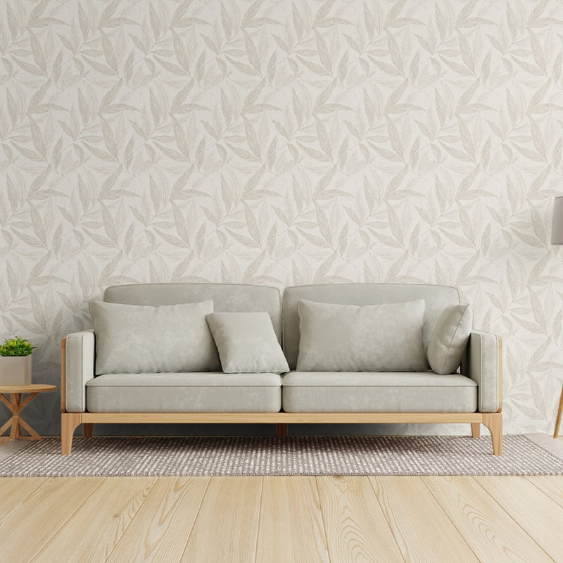 Hygge Home Collection Fern Weave Motif Wallpaper Roll, Beige