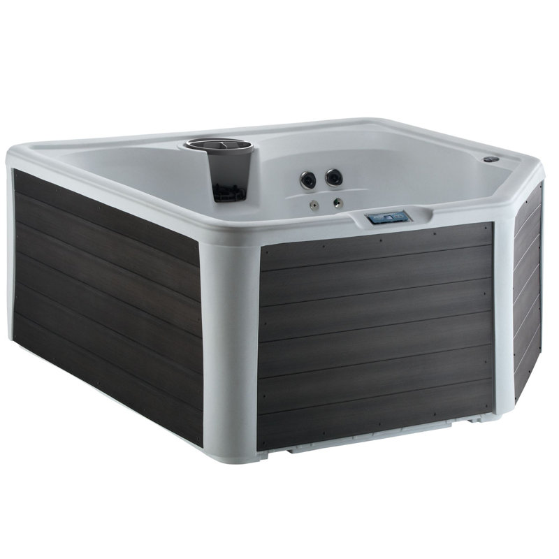 HydroLuxe 4-Person Arctic White and Charcoal Square Hot Tub
