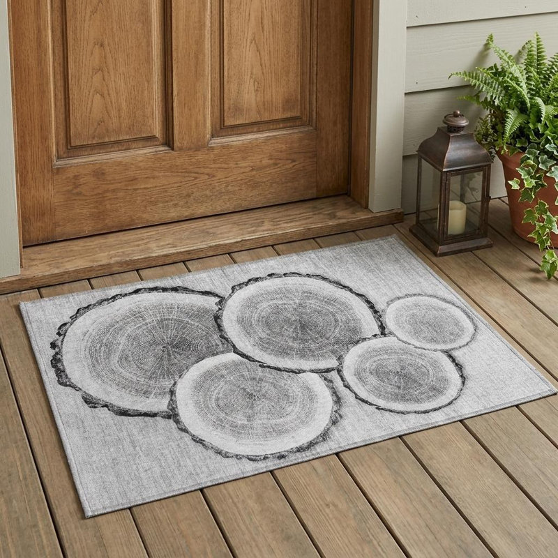Tapis intérieur antidérapant gris et noir 2 pi x 3 pi