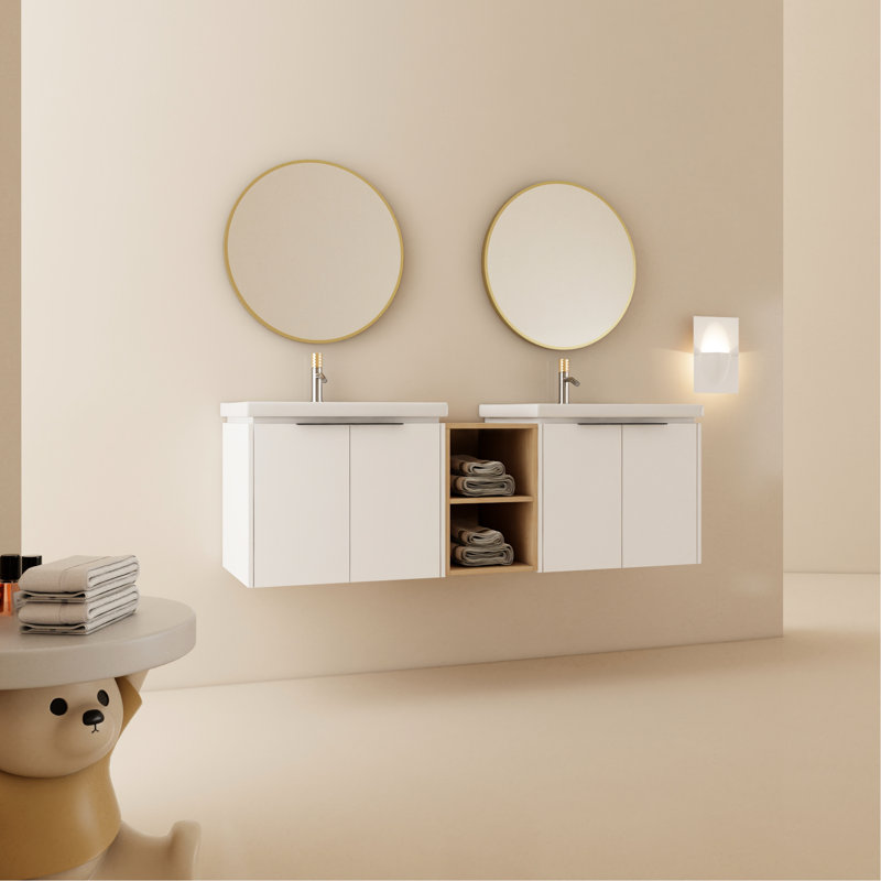 Ensemble de meuble-lavabo moderne 60 po avec lavabo et étagère