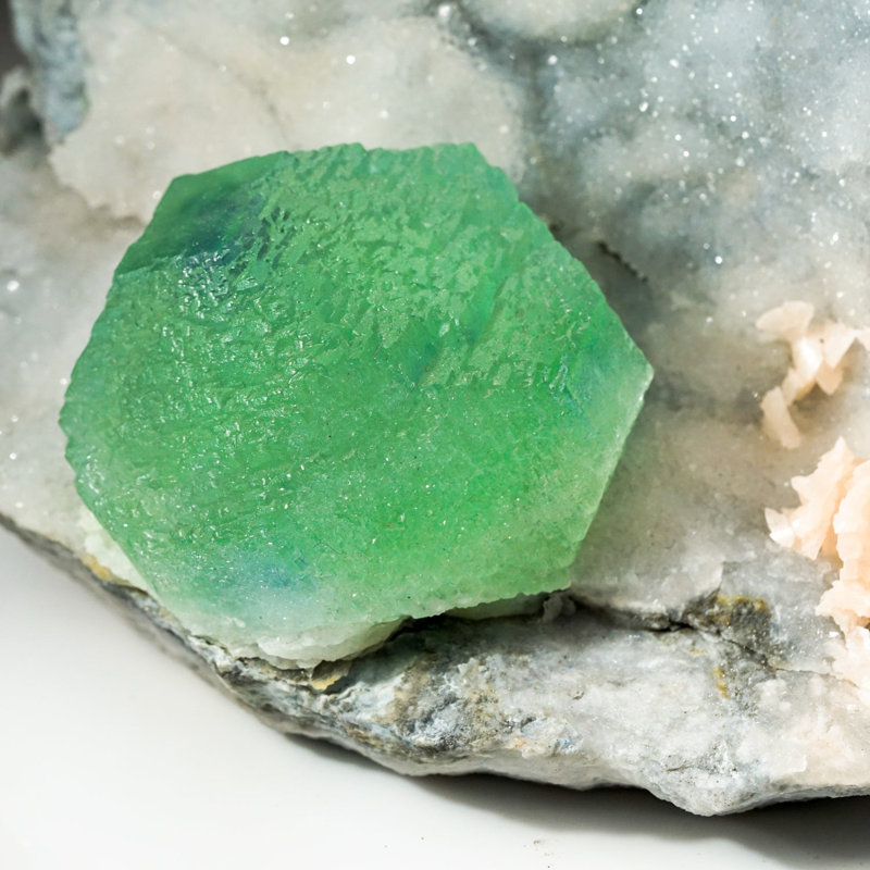 Green Fluorite on Quartz Matrix from from Ruyuan, Lechang, Guandong, China (2.5 lbs)