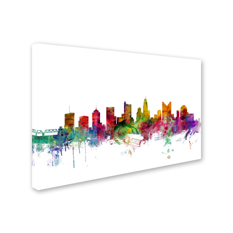 « columbus ohio horizon », reproduction d’impression sur toile tendue, H 30 po x l 47 po x P 2 po