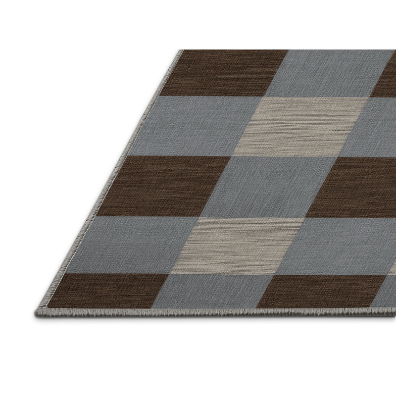 Tapis botanique brun lavable à la machine, Rectangle 6 pi x 9 pi