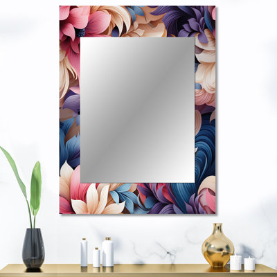 Zahrah rose et bleu romantique Love Roses motif cachemire - grand miroir mural cachemire, cachemire floral décoratif