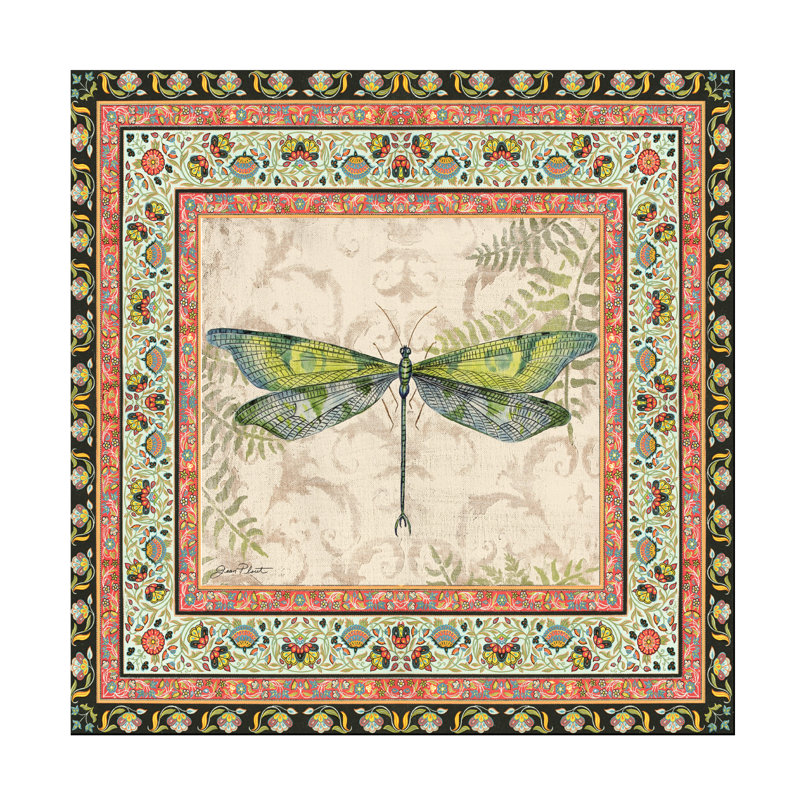  Art mural sur toile tendue - "Bohemian Dragonfly 2" par Jean Plout pour décoration de salon, de chambre à coucher ou de bureau - 24 x 24