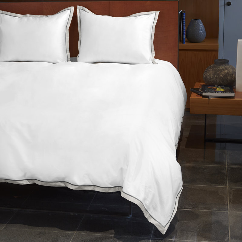 Luna Sateen Duvet Cover, King Duvet Cover, White/Pearl