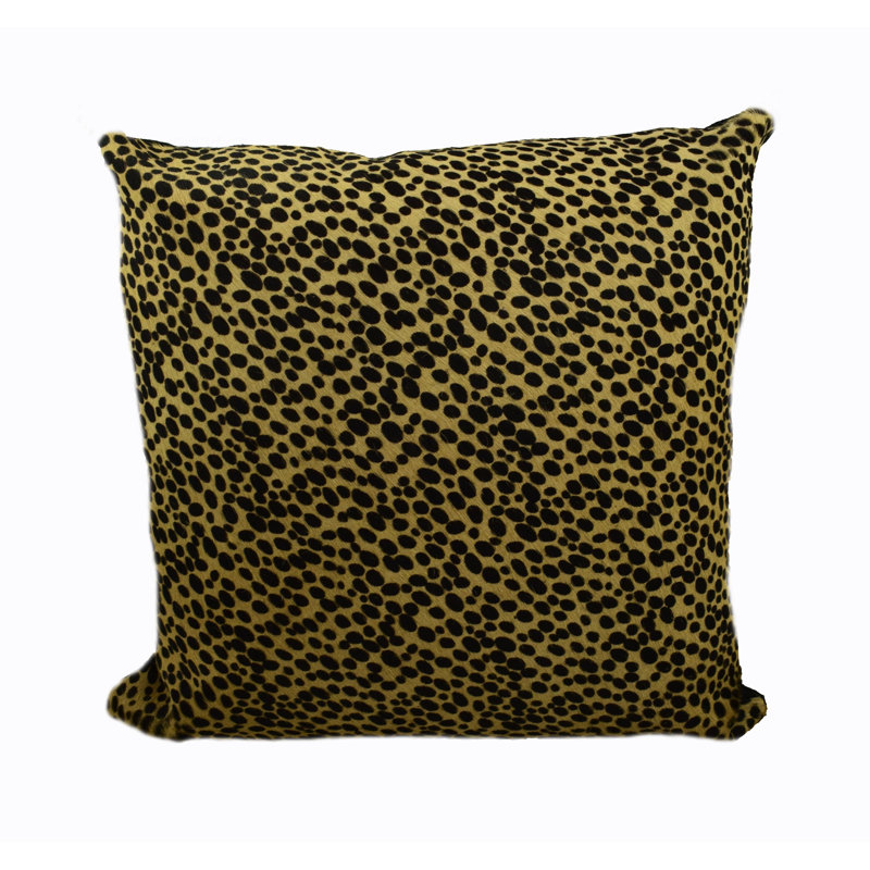 Animal Print Leather/Suede Throw Pillow, Yellow/Black