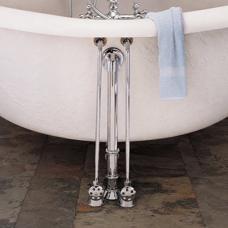 Ensemble d'alimentation de baignoire avec tubulure simple, Nickel poli