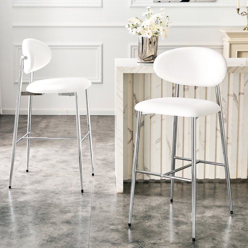 Ensemble de 2 tabourets de bar, chaises de bar rembourrées modernes avec pieds en métal robustes, pour îlot de cuisine et bar pour la maison