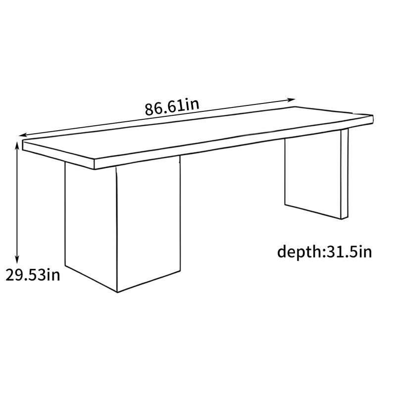 Bureau moderne et minimaliste, H 29,53 po x l 86,61 po x P 31,5 po