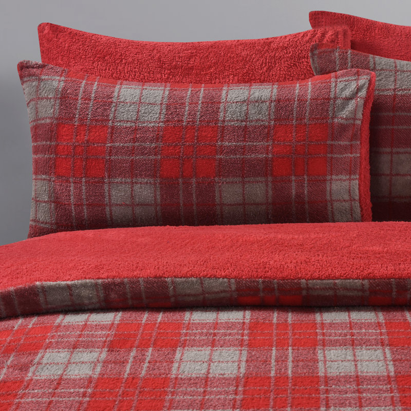 Velosso Check Teddy Soft Cosy Fleece Duvet Set, King