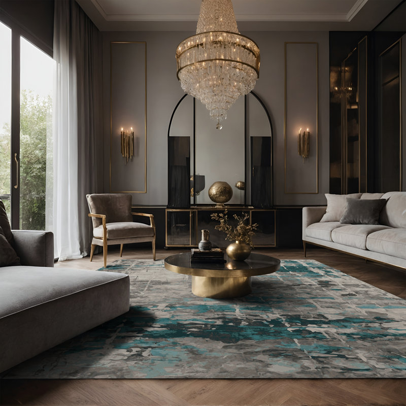 Tapis gris soyeux et moelleux, Rectangle 2 pi x 3 pi
