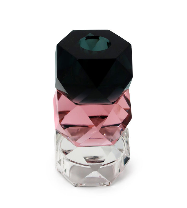 Bougeoirs en cristal tricolores
