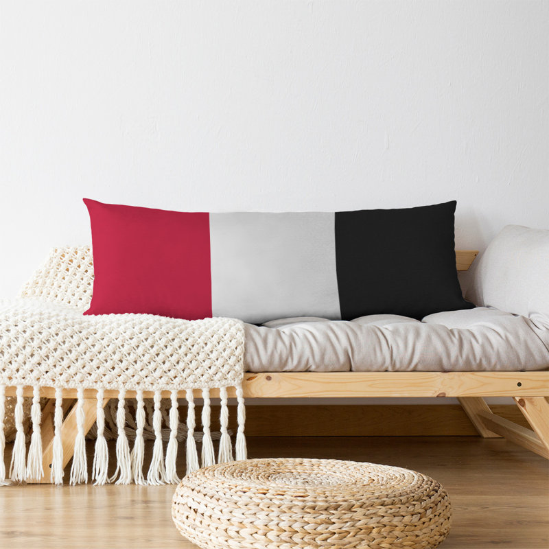 Oreiller pour le corps en polyester 20 po x 54 po Adel, Rouge / Blanc