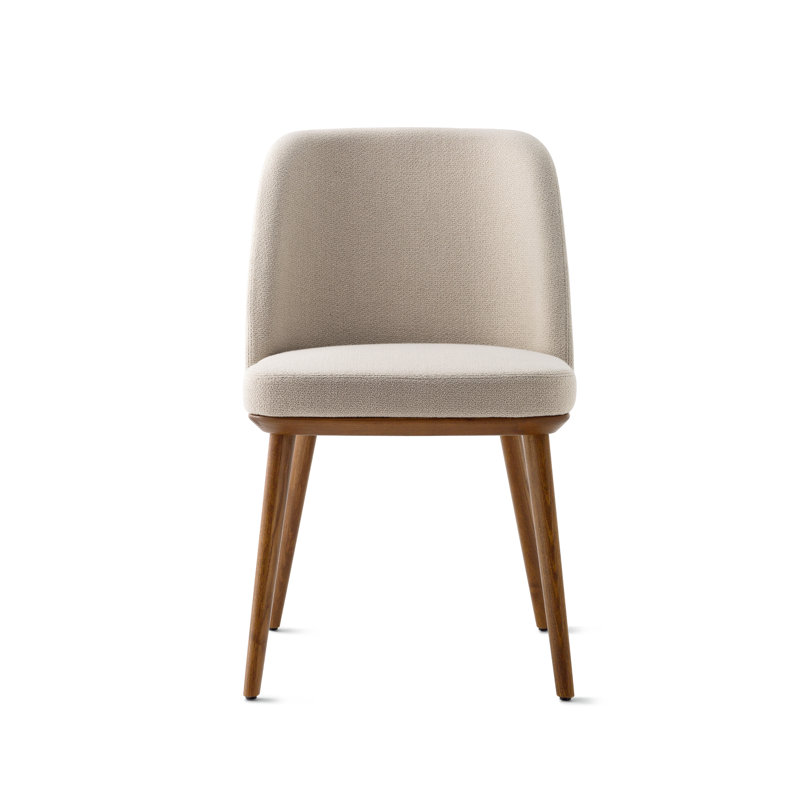 Chaise Foyer rembourrée avec base en bois, Gris cendré, Noyer