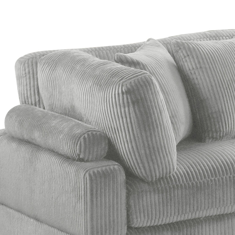 Bentley Modern Style Corduroy Fabric Upholstered CORNER Wedge Made With Wood Frame In Gray (NJ Warehouse Inventory), Gray