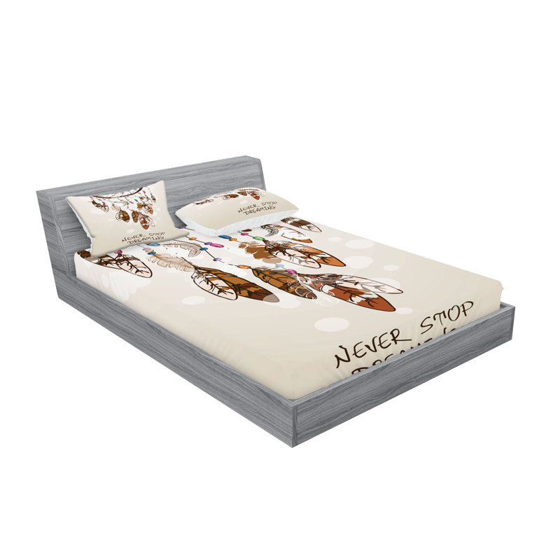 Ensemble de draps et taies décoratives de style bohémien Ambesonne, beige et brun