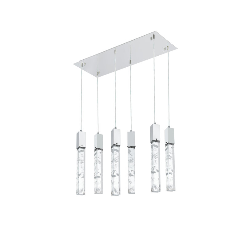 Luminaire suspendu noir Aurora 32 pouces, Chrome