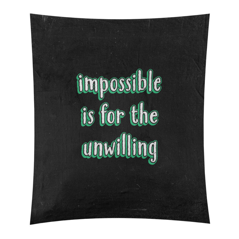 Tapisserie tableau noir quote not impossible quot, H 104 po x l 88 po, Vert