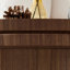 Table basse ronde moderne FFZ de 35 po avec dessus en pierre frittée et pied en MDF en noyer