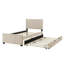 Lit plateforme tapissier en velours avec lit gigogne-690059583