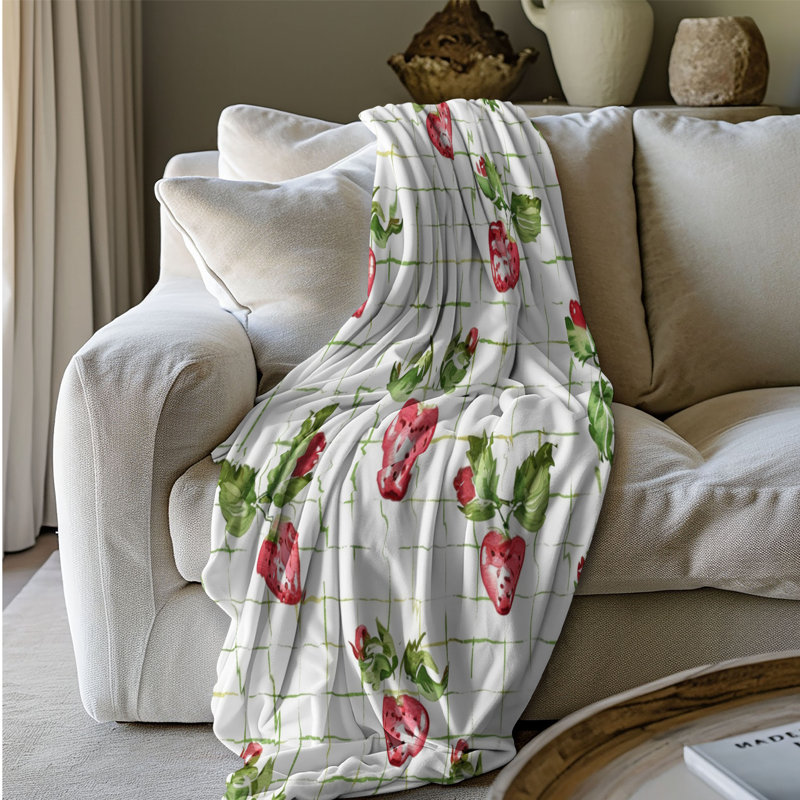 Art fraise - couverture Sherpa de qualité supérieure 1 pièce WB_FL_100624_0087, L 60 po x L 80 po