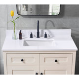Andalo 37" Single Bathroom Vanity Top in Snow White with Sink