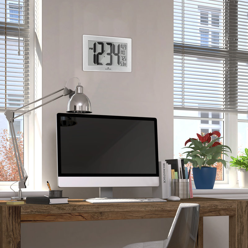 Horloge murale à réglage automatique, à réglage automatique, avec support et 8 fuseaux horaires, Blanc