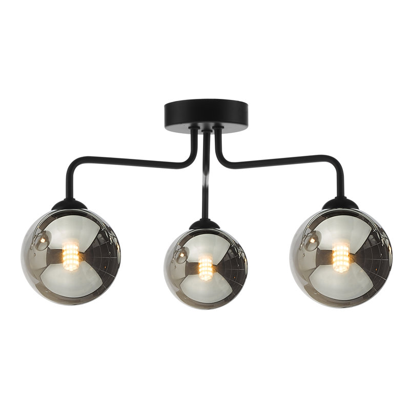 FEYA 3LT SEMI FLUSH GLS, Matt Black/Smoked
