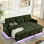 Lit en chenille avec fonction escamotable, éclairage à DEL, hublots, porte-gobelets et lit polyvalent 3 places Smart Design-15160098