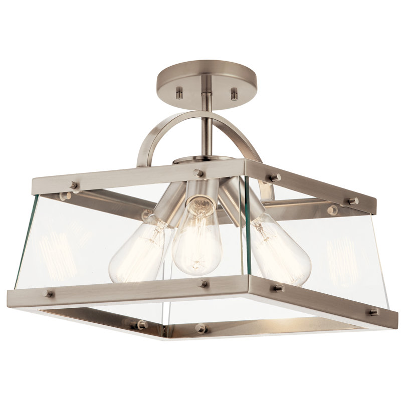 Darton 3-Light Classic Pewter Square Convertible Pendant, Classic Pewter