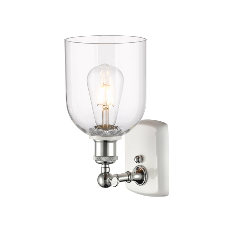 Anacaren Steel Armed Sconce, White Polished Chrome, Clear