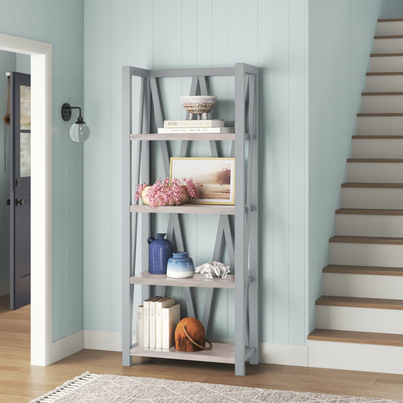 Stapleton Etagere Bookcase, Dove and Weathered Natural