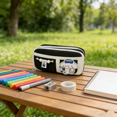 Cute  Pencil Case For Girls Boys Large Capacity Multi Pocket Pen Pouch With Elastic  Portable Stationery Organizer Bag For School Office