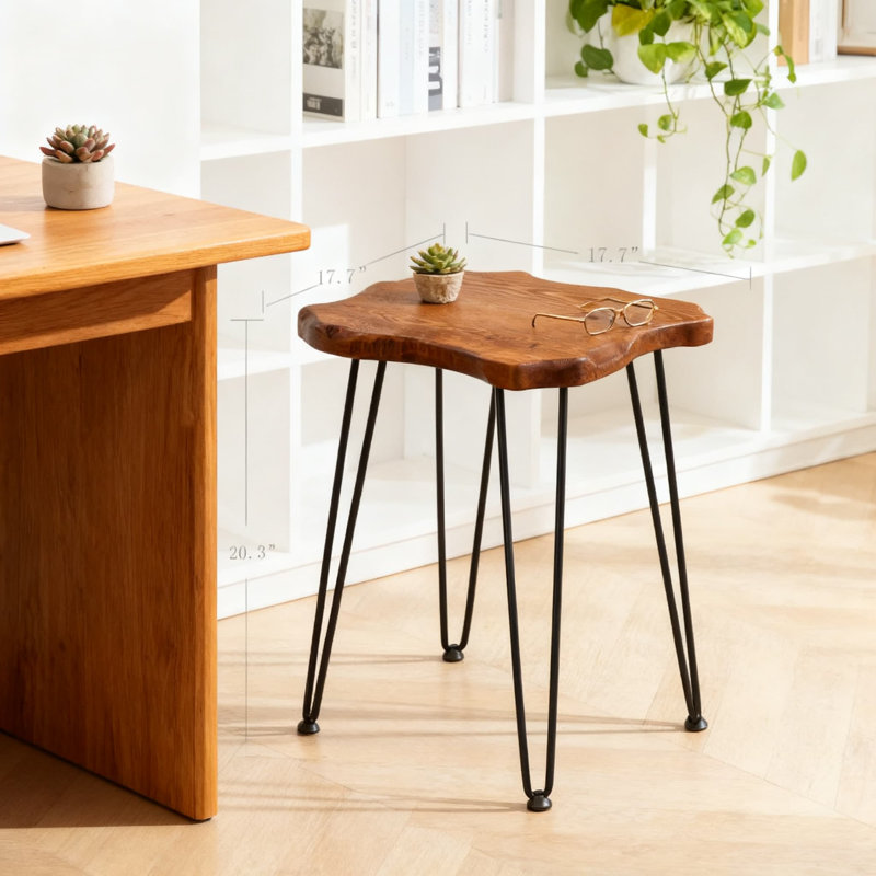 Table d'appoint Farmhouse avec pieds en épingle à cheveux, table de bout en bois de pin massif pour le salon et la chambre à coucher, finition espresso rustique, table d'appoint carrée facile à assembler