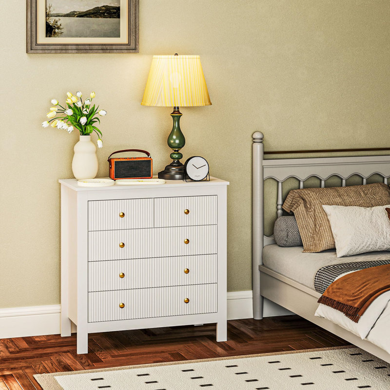 Hodgins 10cm W 5 - Drawer Chest of Drawers, White