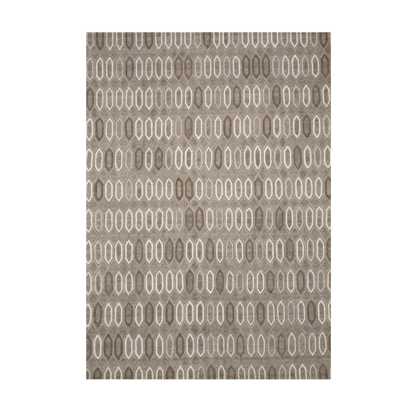 Tapis gris noué à la main Durazo, Rectangulaire 8 pi x 10 pi