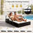 Contemporary Steel Frame Outdoor Sun Lounger with Adjustable Backrest, Double Patio Daybed, Curved Canopy, Side Table for Backyard Pool Deck-129692272