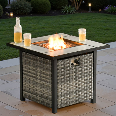 Allcot Steel Propane Outdoor Fire Pit Table With Lid
