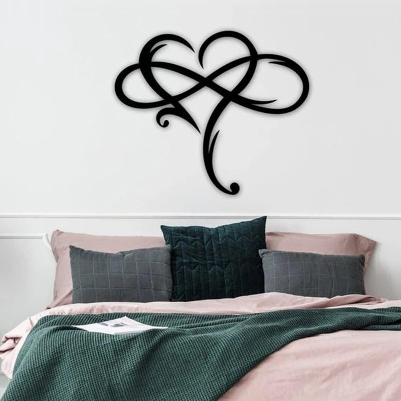 Roder Infinity Heart Wall Decor, Unique Infinity Heart Metal Art Wall Decor Love Sign Steel Wall Plaques Bedroom Ornaments For Home Wedding Decor, Room Living Room Decoration ( 15.7x14inch)
