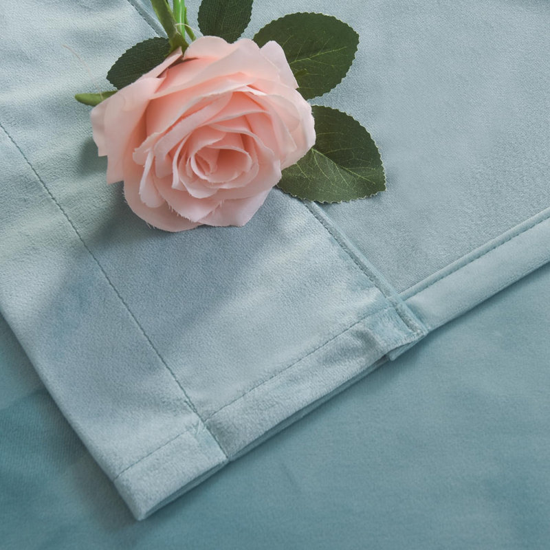 52"W Eggshell Blue 2 Panels Luxury Decor Blackout Curtains Drapes, 132.08cm Width x 160cm Drop