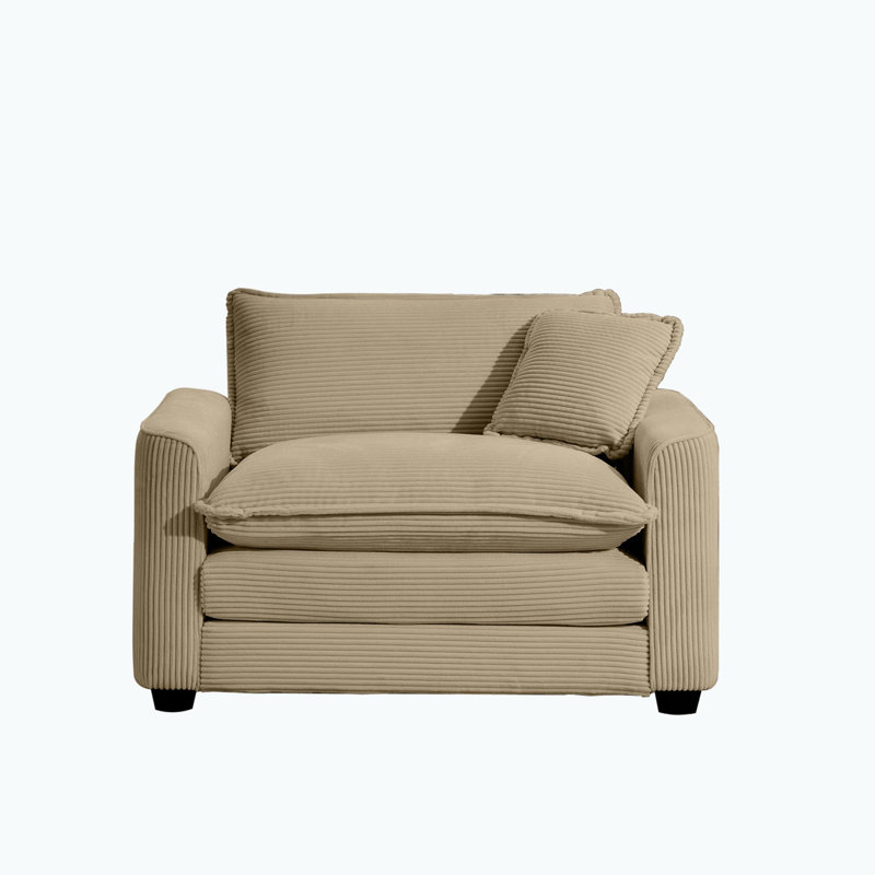 Fauteuil, Velours côtelé brun clair