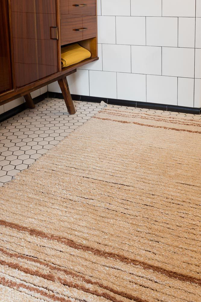 Reversible Twin Toffee Washable Striped Rug, Rectangle 2'7" x 4'7"