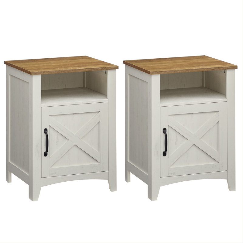 Carthell 17.7'' W Nightstand, White/Honey Brown